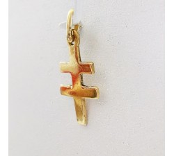 Pendentif Croix de Lorraine Or Jaune 750 - 18 carats