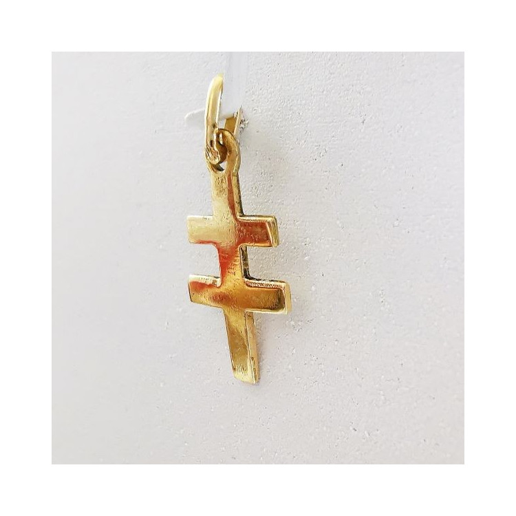 Pendentif Croix de Lorraine Or Jaune 750 - 18 carats