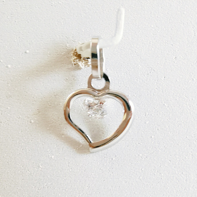 Pendentif Cœur Plaqué Or 18 Carats Avec Zircon – Fermoir Mousqueton, Neuf