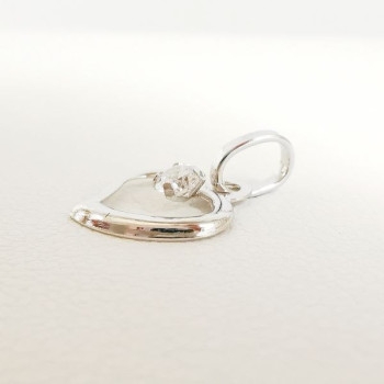 Pendentif Cœur Oxyde de Zirconium Or Blanc 750 - 18 carats