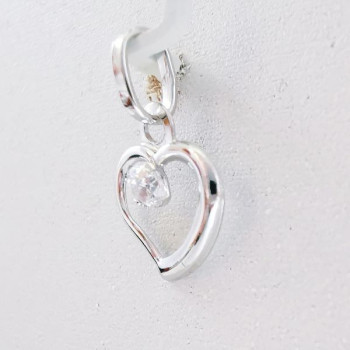 Pendentif Cœur Oxyde de Zirconium Or Blanc 750 - 18 carats