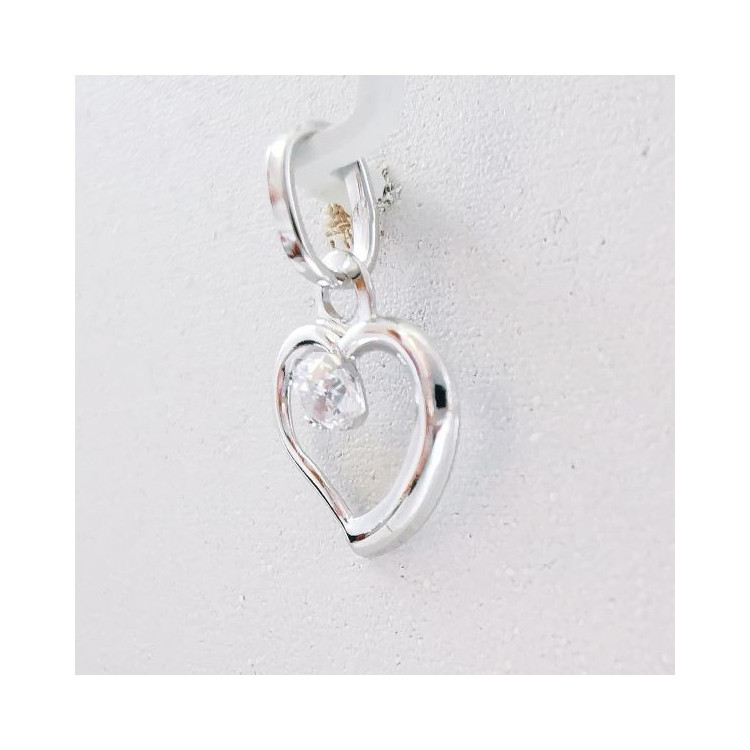 Pendentif Cœur Oxyde de Zirconium Or Blanc 750 - 18 carats