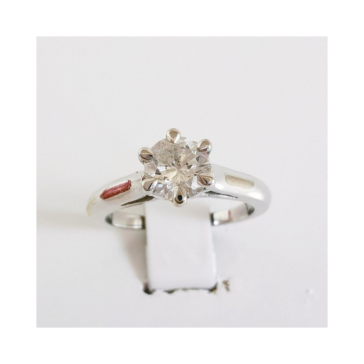 Bague Solitaire Diamant 0.64 ct Or Blanc 750 - 18 carats