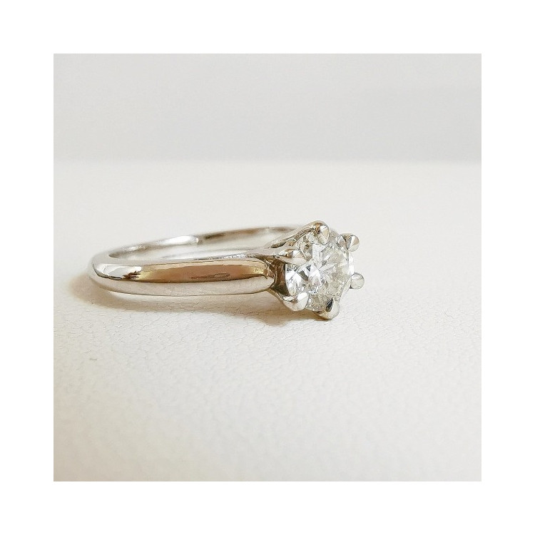 Bague Solitaire Diamant 0.64 ct Or Blanc 750 - 18 carats