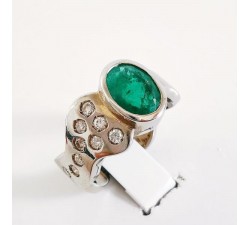 Bague Émeraude & Diamants Or Blanc 750 - 18 carats
