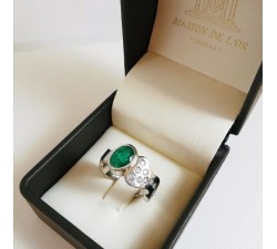 Bague Émeraude & Diamants Or Blanc 750 - 18 carats