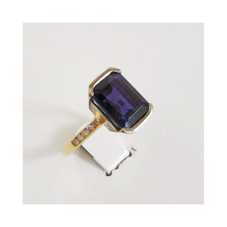Bague Iolite et Diamants Bicolore 750 - 18 carats