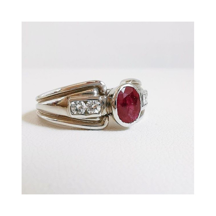 Bague Rubis et Diamants Or Blanc 750 - 18 carats