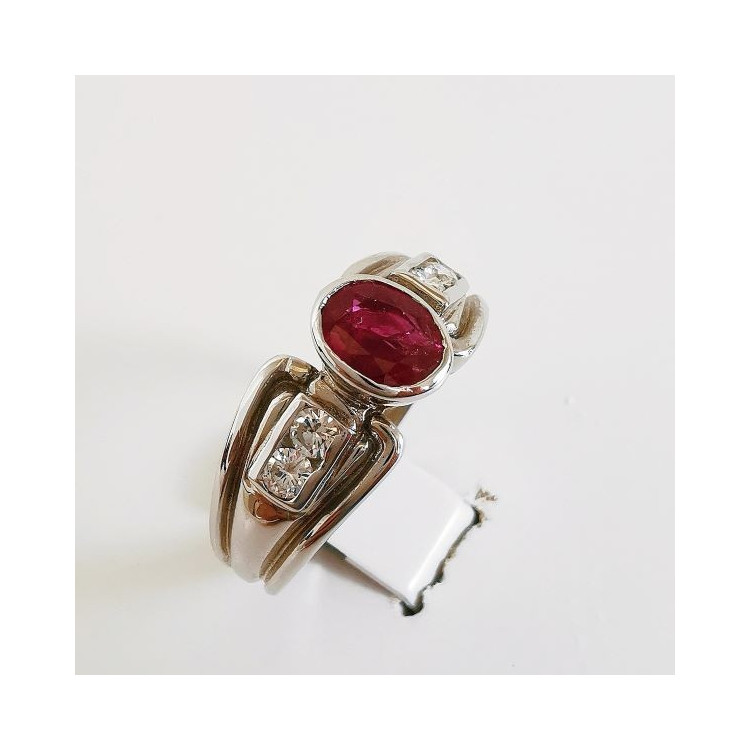 Bague Rubis et Diamants Or Blanc 750 - 18 carats