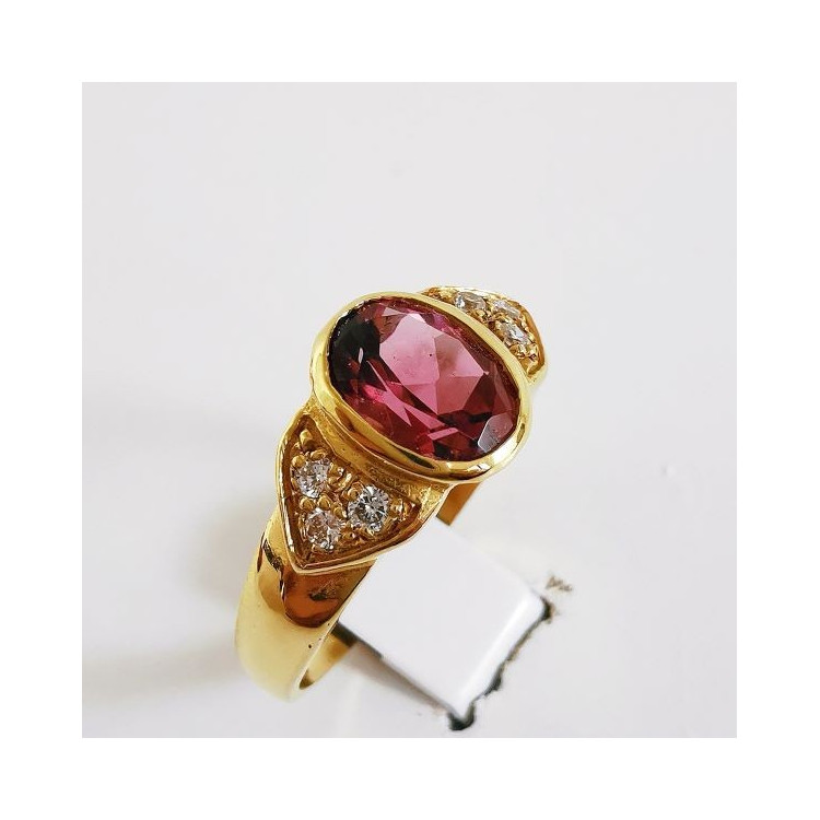 Bague Tourmaline et Diamants Or Jaune 750 - 18 carats