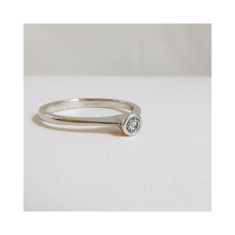 Bague Solitaire Diamant 0.14ct Or Blanc 750 - 18 carats Bague de fiançailles