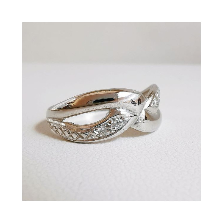 Bague Entrelacée Diamants Or Blanc 750 - 18 carats