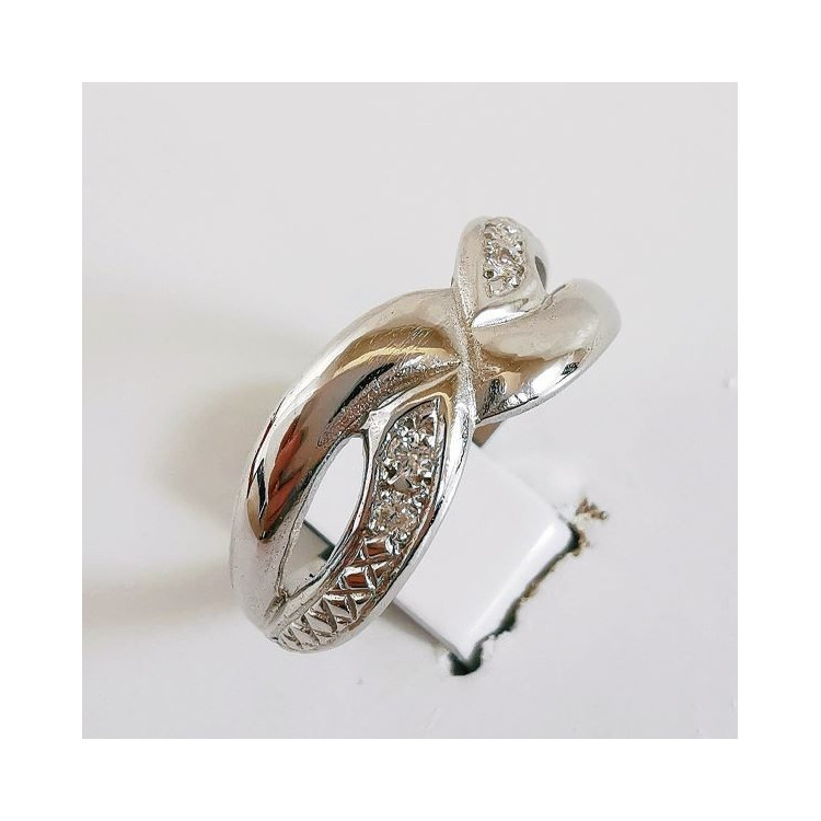 Bague Entrelacée Diamants Or Blanc 750 - 18 carats