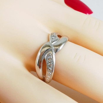 Bague Entrelacée Diamants Or Blanc 750 - 18 carats
