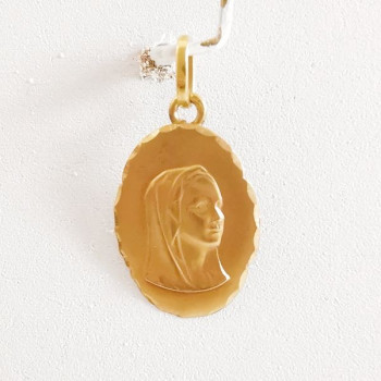 Pendentif Médaille Vierge Or Jaune 750 - 18 carats