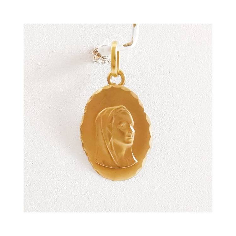 Pendentif Médaille Vierge Or Jaune 750 - 18 carats