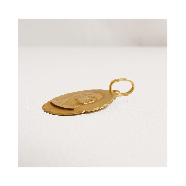 Pendentif Médaille Vierge Or Jaune 750 - 18 carats