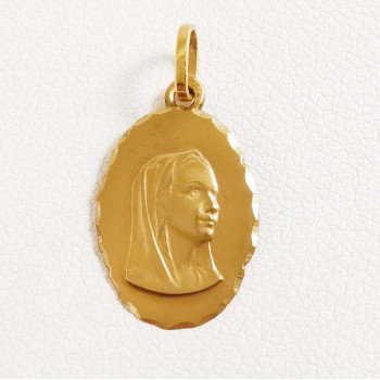 Pendentif Médaille Vierge Or Jaune 750 - 18 carats