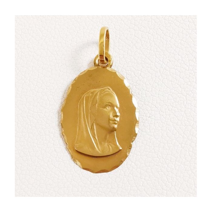 Médaille Vierge Or Jaune 750 - 18 carats