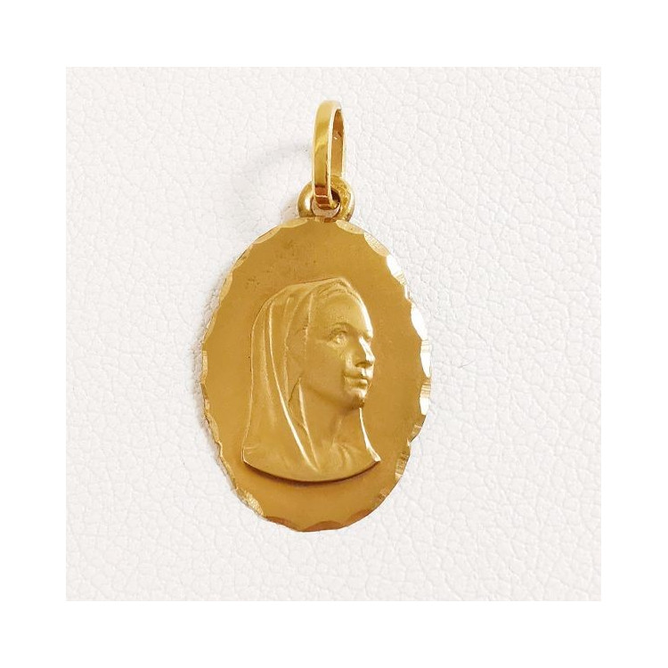 Pendentif Médaille Vierge Or Jaune 750 - 18 carats