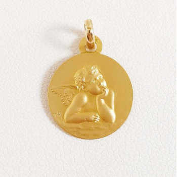 Pendentif Médaille Ange Or Jaune 750 - 18 carats