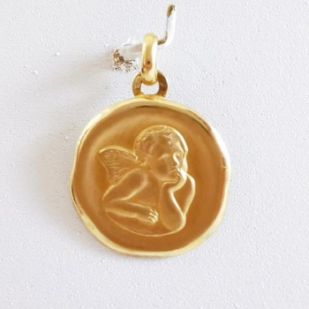 Pendentif Médaille Ange Or Jaune 750 - 18 carats