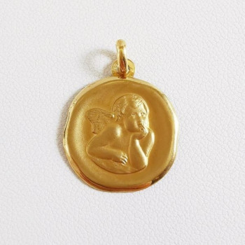 Pendentif Médaille Ange Or Jaune 750 - 18 carats
