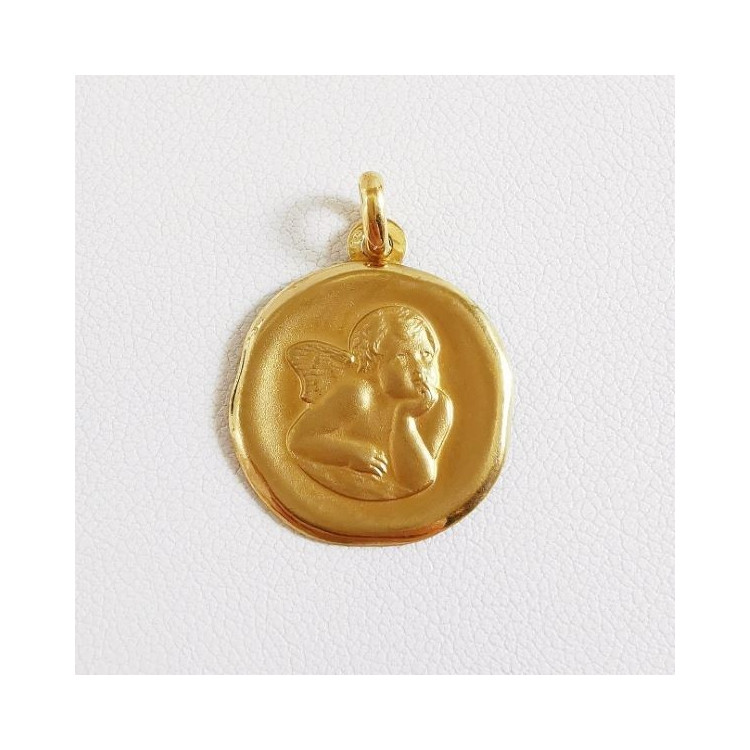 Pendentif Médaille Ange Or Jaune 750 - 18 carats