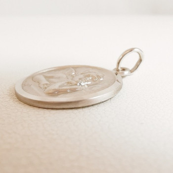 Pendentif Médaille Ange Or Blanc 750 - 18 carats