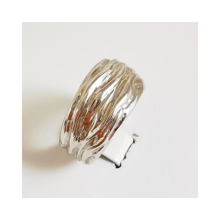 Bague Anneau En Argent Massif 925 - Taille 54 - Travail En Relief - Neuf Avec étiquettes
