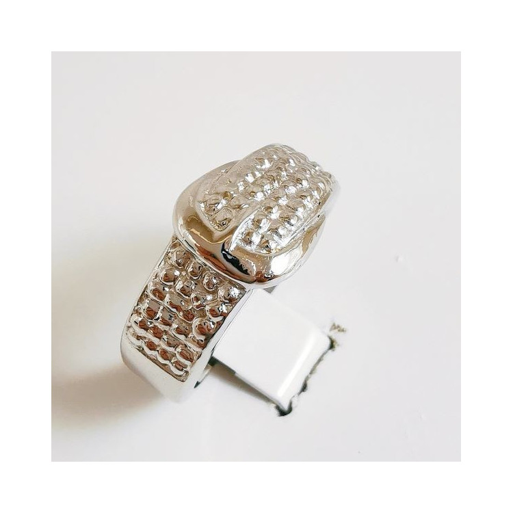 Bague Ancienne En Argent Avec Zirconium - Modèle T52, Style Ceinture Ou Tank, Occasion