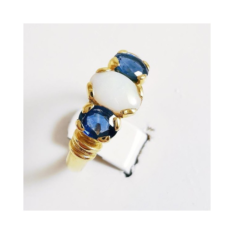 Bague Opale et Saphir Or Jaune 750 - 18 carats