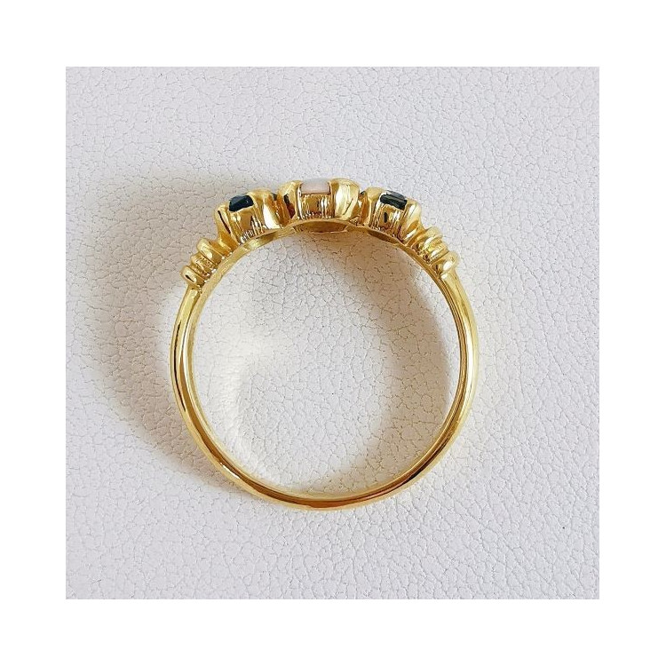 Bague Opale et Saphir Or Jaune 750 - 18 carats