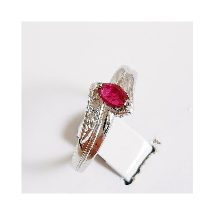 Bague Rubis Diamant Or Blanc 750 - 18 carats