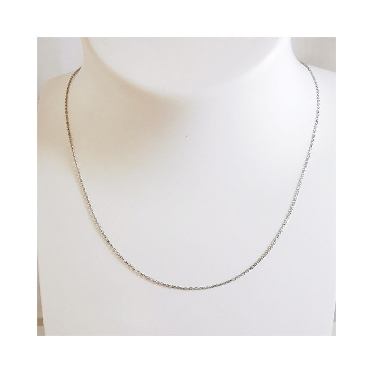 Chaîne 40 cm Or Blanc 750 - 18 carats Maille Forçat 1.10 grammes
