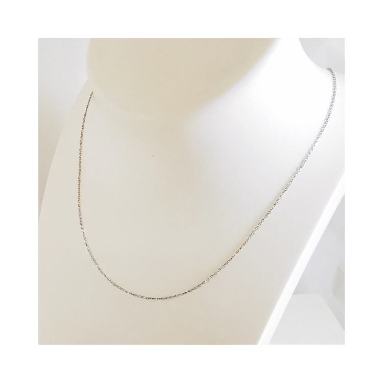 Chaîne 40 cm Or Blanc 750 - 18 carats Maille Forçat 1.10 grammes