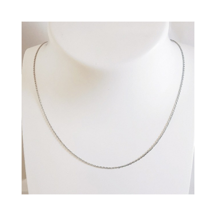 Chaîne 40 cm Or Blanc 750 - 18 carats Maille Forçat 1.60 Grammes