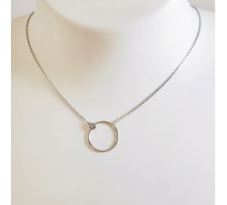 Collier Cercle Diamant Or Blanc 750 - 18 carats