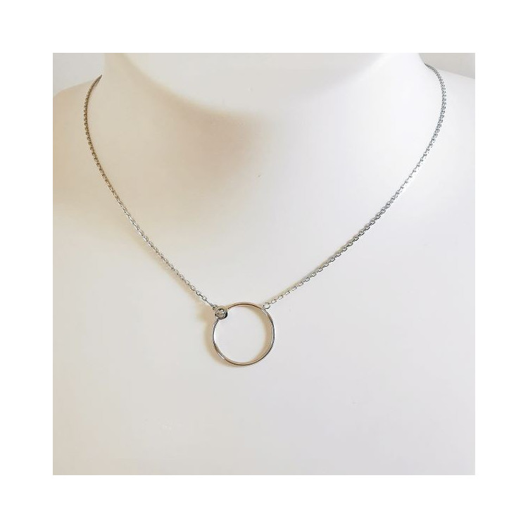 Collier Cercle Diamant Or Blanc 750 - 18 carats