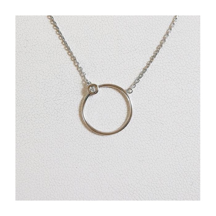 Collier Cercle Diamant Or Blanc 750 - 18 carats
