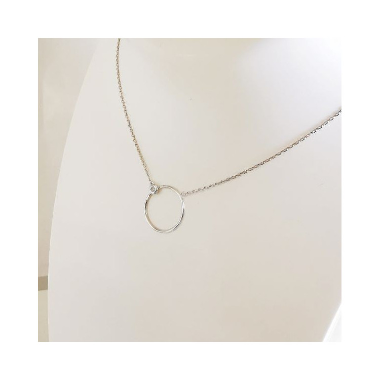 Collier Cercle Diamant Or Blanc 750 - 18 carats