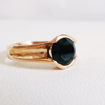 Bague Solitaire "Nid Précieux" Spinelle Noir Or Rose 750 - 18 carats