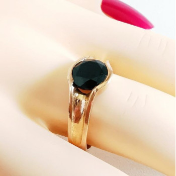 Bague Solitaire "Nid Précieux" Spinelle Noir Or Rose 750 - 18 carats