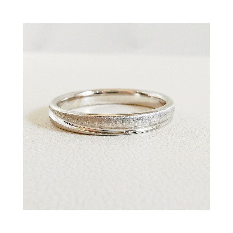 Alliance Brossée Entrecroisée Or Blanc 750 - 18 carats