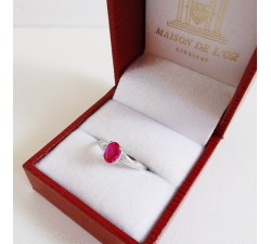 Bague Rubis Diamants Or Blanc 750 - 18 carats