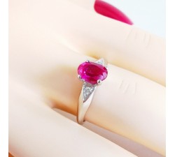 Bague Rubis Diamants Or Blanc 750 - 18 carats