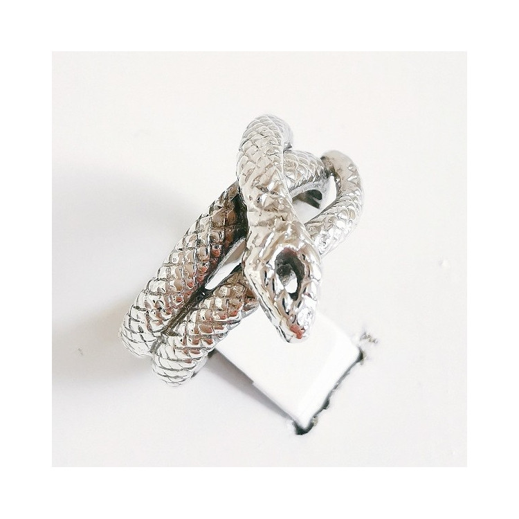 Bague - Argent serpent serti de baguettes cz - RIS521 main image 1