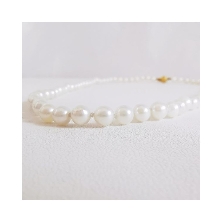 Collier de Perles de Culture du Japon Fermoir Or Jaune 750 - 18 carats