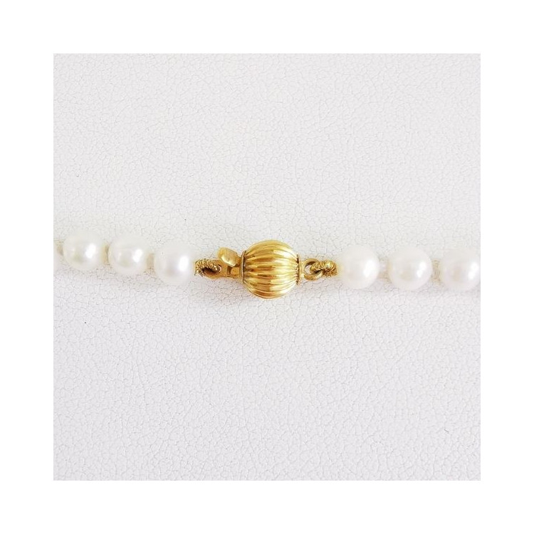 Collier de Perles de Culture du Japon Fermoir Or Jaune 750 - 18 carats