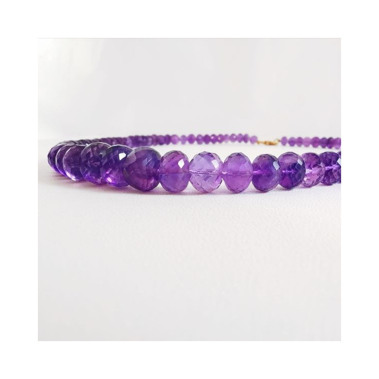 Collier de Perles Améthyste Facettées